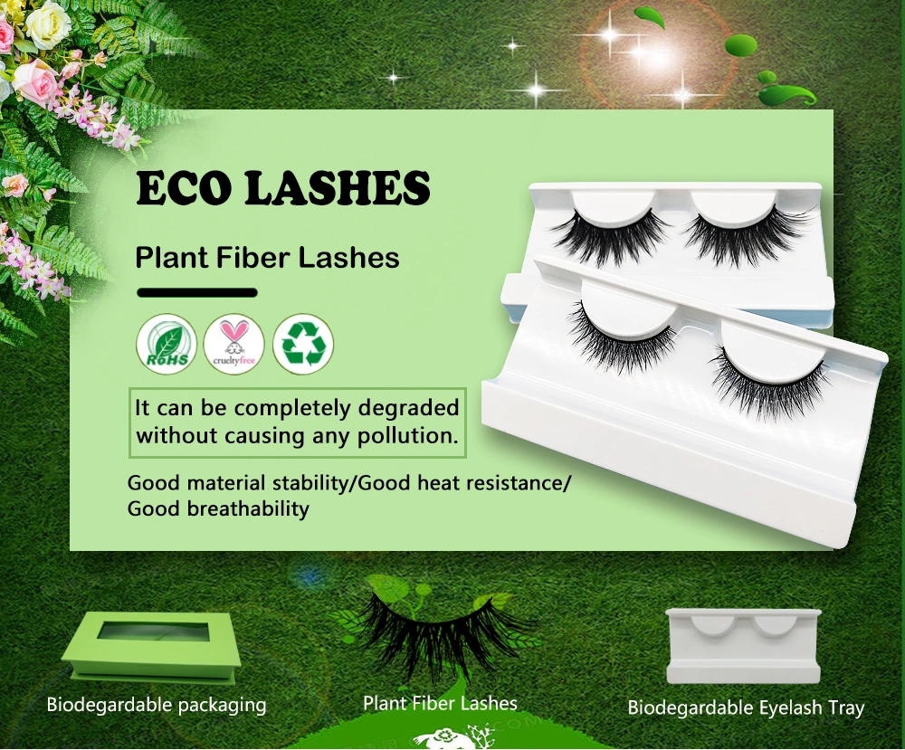 Private Label Biodegradable Lashes Natural 100% Plant Fiber Lashes Environmental Friendly Strip Eyelashes