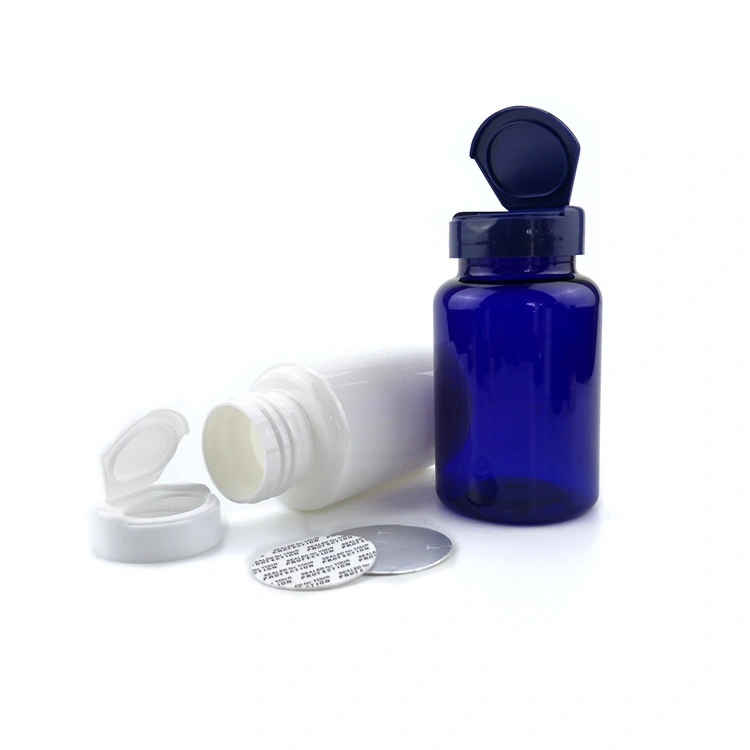 Custom Blue Pet 120ml 150cc Medical Pill Bottles Eyelash Packaging Modern Matte Black with Flip Tops
