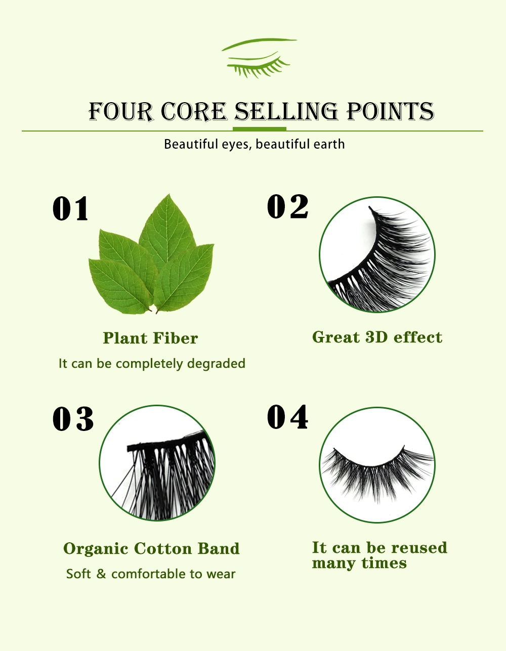 Eco Lashes Custom Box Faux Mink Eyelash Plant Fiber Eyelashes Extension Supplier