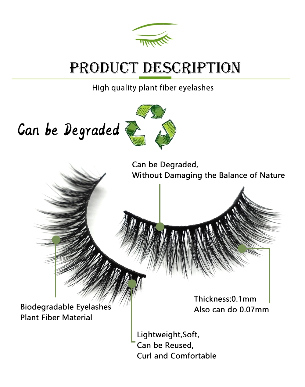 Factory Wholesale Eco Lashes Private Label High Quality Plant Fiber Eyelashes Extension